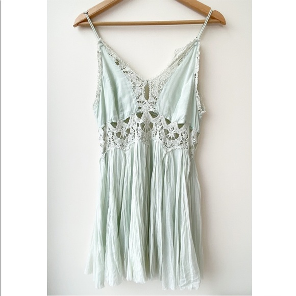 Free People One Coast to Cove Mint Lace Mini Dress - Picture 4 of 12